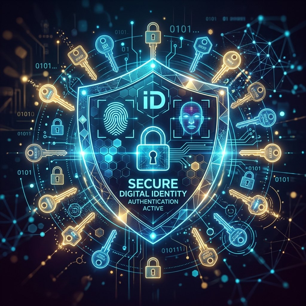 Neon glowing security shield scanning document data tracks, showing encrypted key locks and safe processing layers