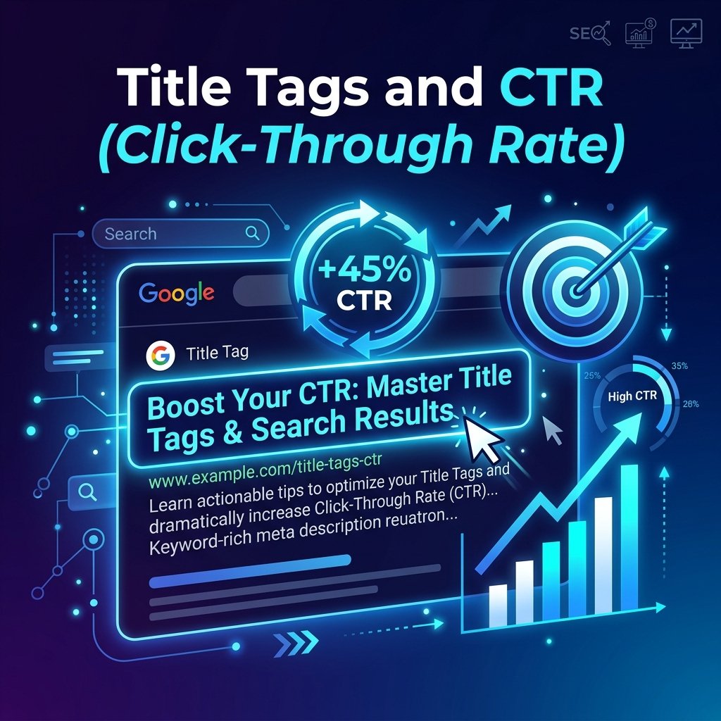 An abstract search result card with a highlighted title bar, a link line, three description lines, and a cursor arrow